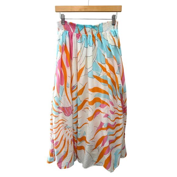 ANTHROPOLOGIE | Maeve Abstract Midi Skirt Smocked Waist Cotton | Small - Picture 1 of 7